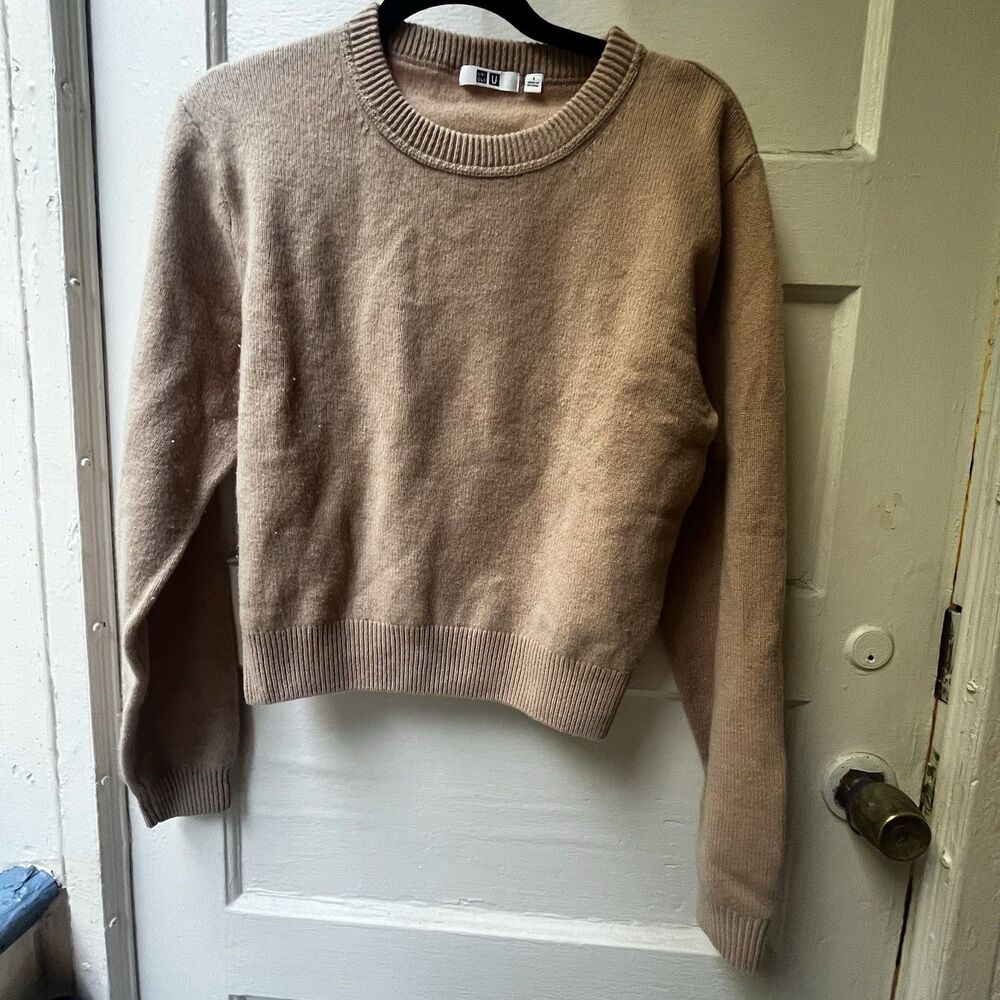 Uniqlo Wool Sweater Crew Neck S Blush Pink Long Sleeve Minimalist Earthy Neutral